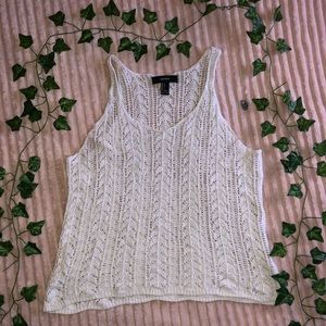 Cute Knitted Top with White Crochet Pattern